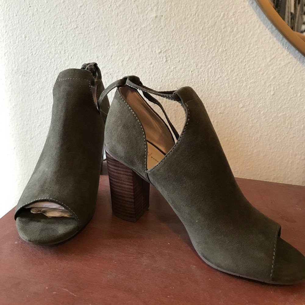 Olive Open Toe Booties